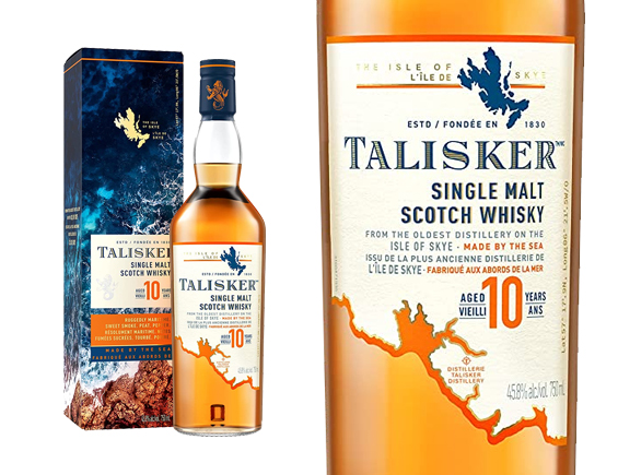 Whisky Talisker 10 Ans Single Malt Scotch Whisky Sous Étui